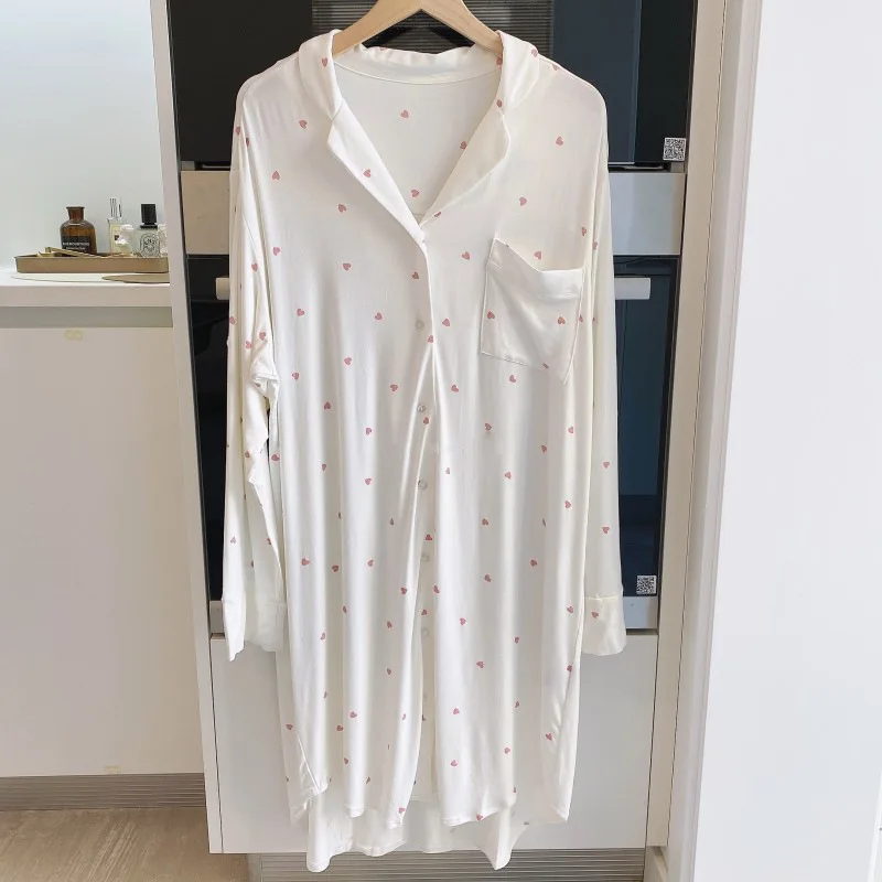 Cotton Sweet Print Loose Sleepwear Loungewear Japanese Ice Cream Soft Nightgowns for Women Spring Autumn Long Sleeves Sleep Tops 3