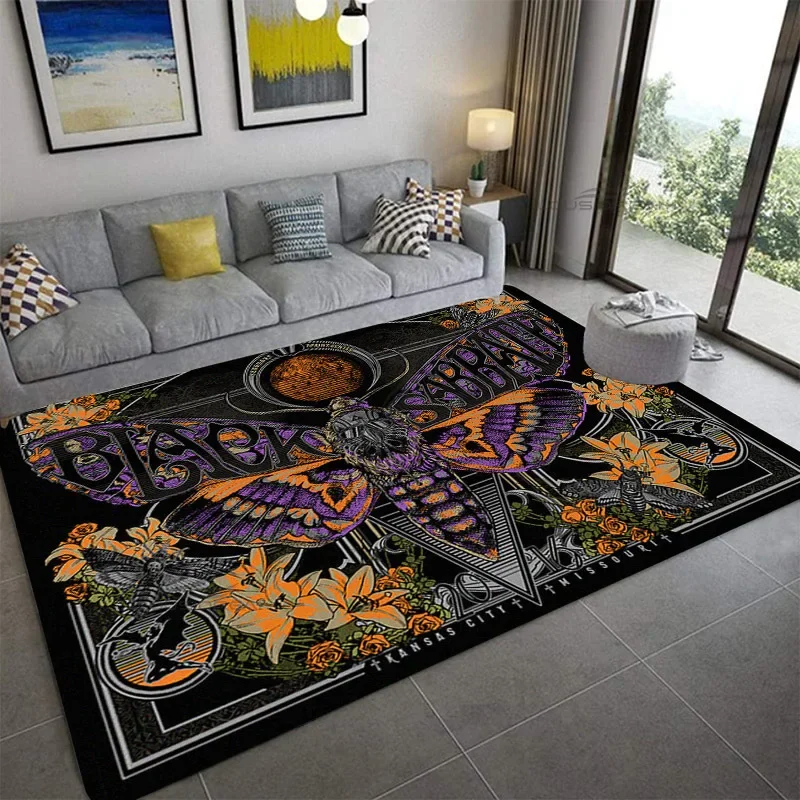 Cloakroom and Bedroom Floor Pad B-Black-Sabbath Patterns Decorative Carpet Can Customize Rug Living Room Cushion Door Pad