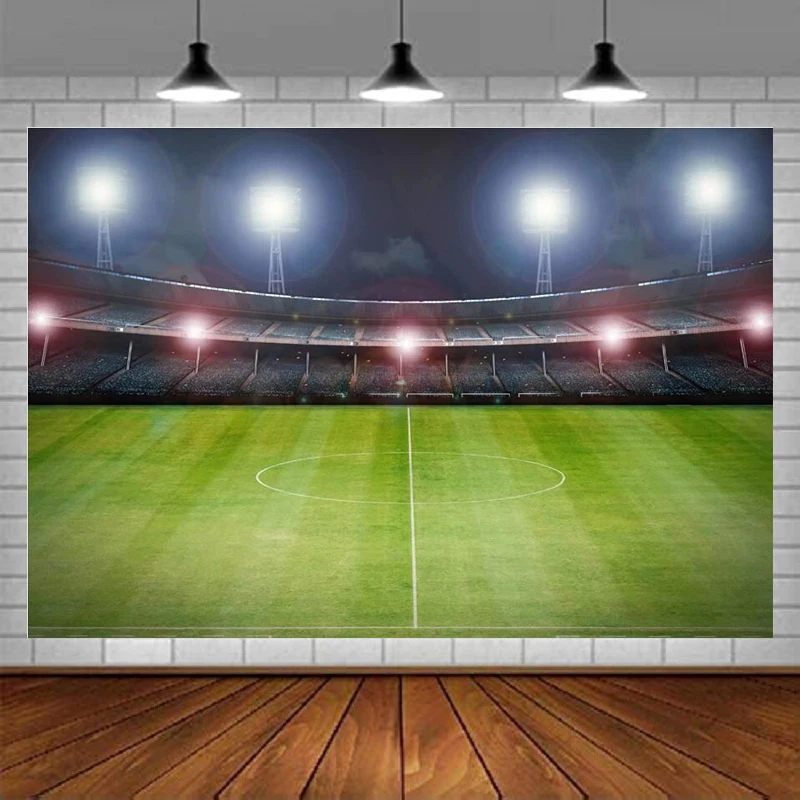 Football Field Photography Backdrop Sports Stadium Background Auditorium Lights Super Bowl Sports Theme Birthday Party Decor