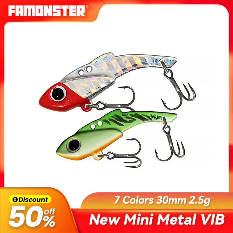 

Famonster Fishing Lure VIB Metal Sequin Jig Sinking Treble Hooks Vibration Tackle Hard Bait Spinner Blade Carp Pike Bass Winter