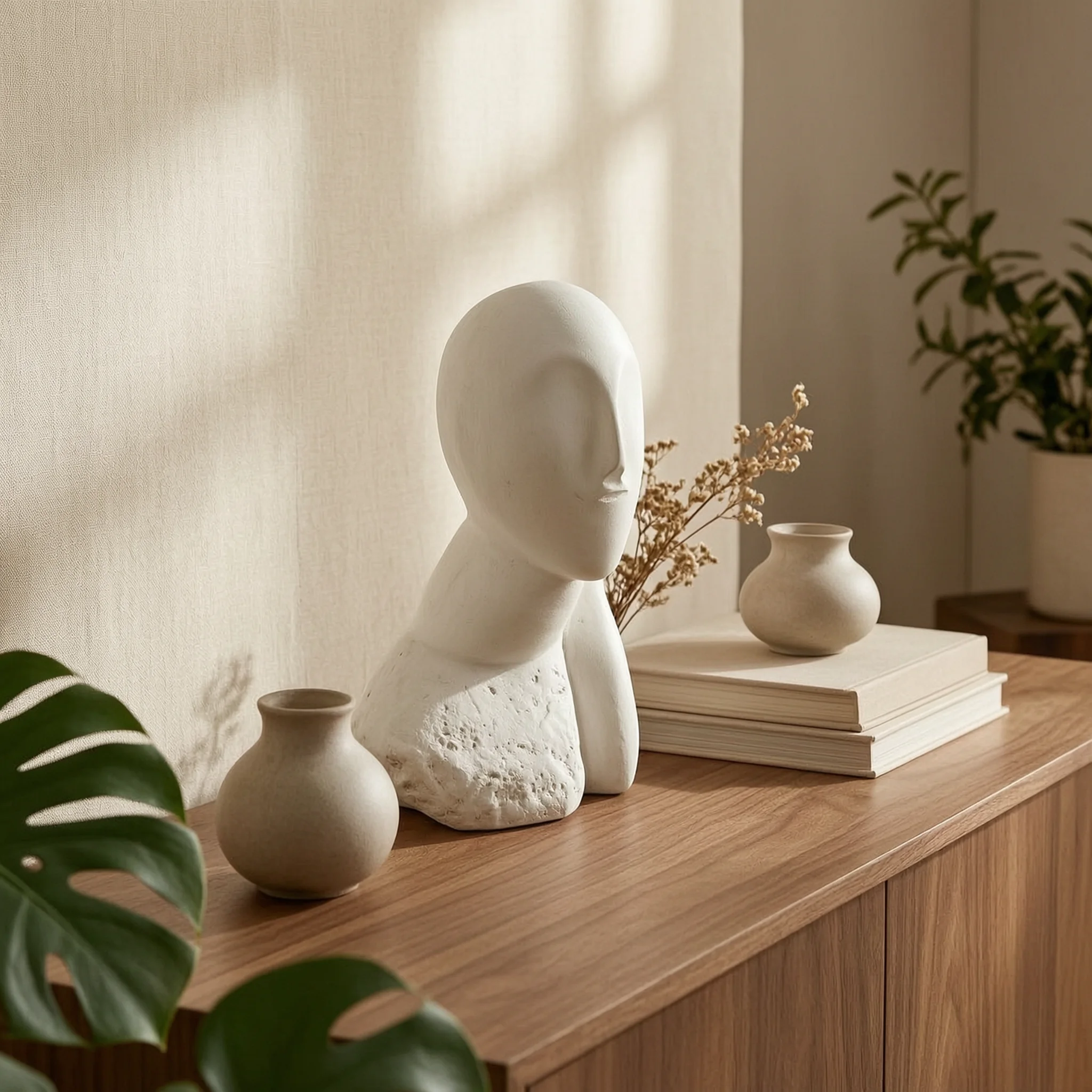 Girl Bust Vintage-Inspired Head Bust Statue Ornament Textured Surface Home Decor Realistic Details for Tabletop