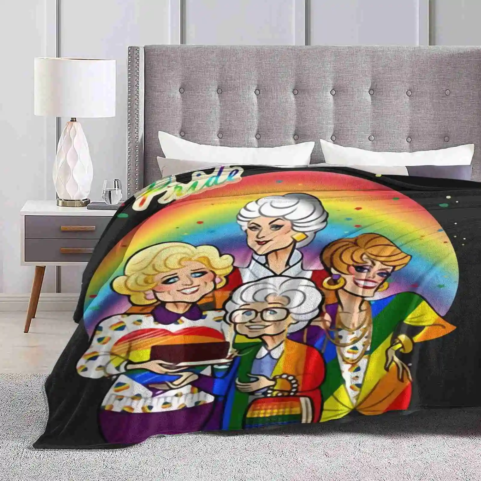 The Golden Friend Girls Lgbt Pride Rainbow Flag T-Shirt Shaggy Throw Soft Warm Blanket Sofa/Bed/Travel Love Gifts The Golden