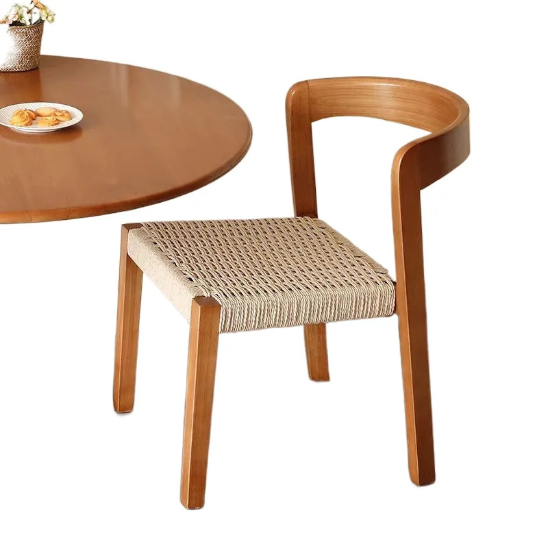 

Solid wood Japanese dining chair household rope designer simple Nordic chair