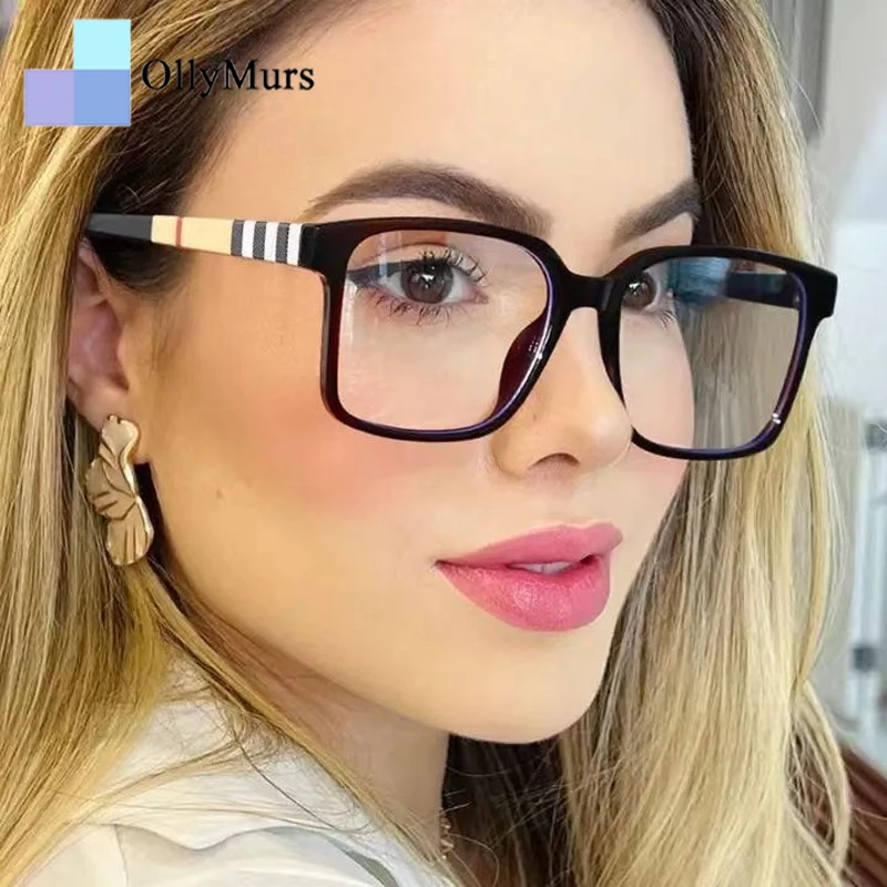 

OLLYMURS Reading Glasses Women Square Anti Blue Light Stripe Female Eyeglasses Computer Presbyopia Eyeglasse Women's Eyepieces