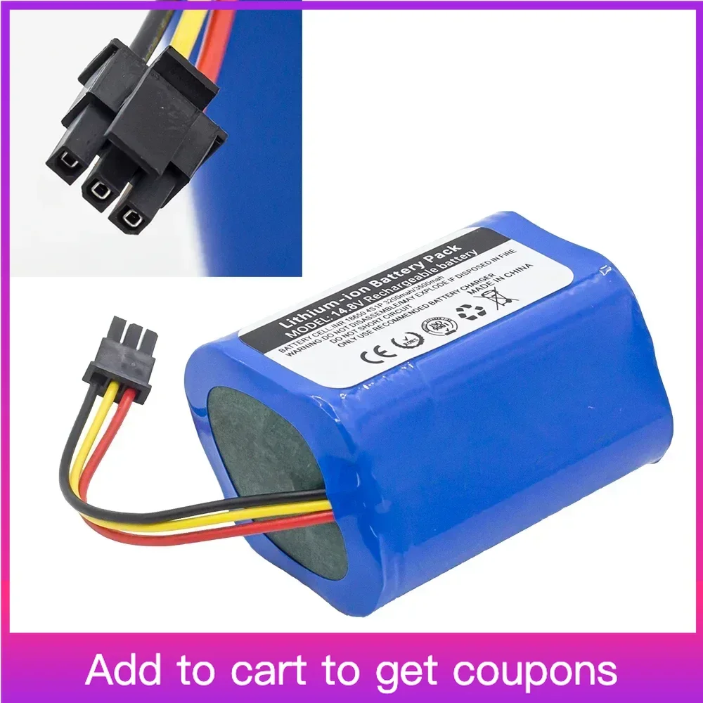 

14.4V/14.8V Li-ion Battery For Liectroux Battery B6009 Q7000 Q8000 ZK808 DH860 Robot Vacuum Cleaner 18650 2600mAh/3200mAh