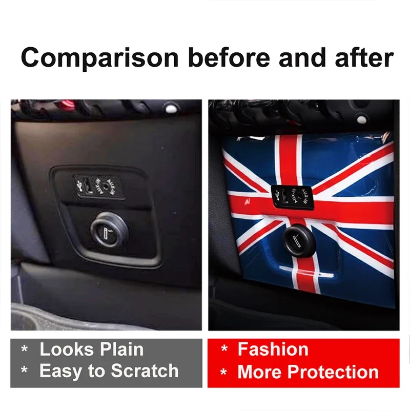 

Union Jack For Mini Cooper S JCW F60 Countryman Car Cigarette Lighter USB AUX Panel Trim Cover Sticker Auto Interior Accessories