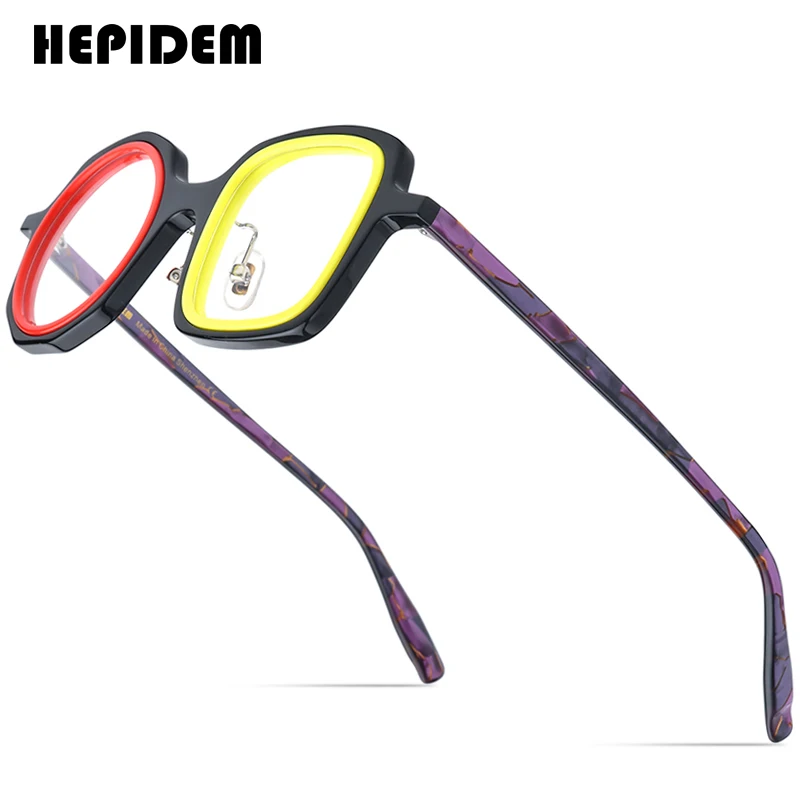 HEPIDEM Acetate Glasses Frame Women Big Size Round Eyeglasses Men Japanese Handmade Spectacles Vintage Retro Thin Eyewear 9356