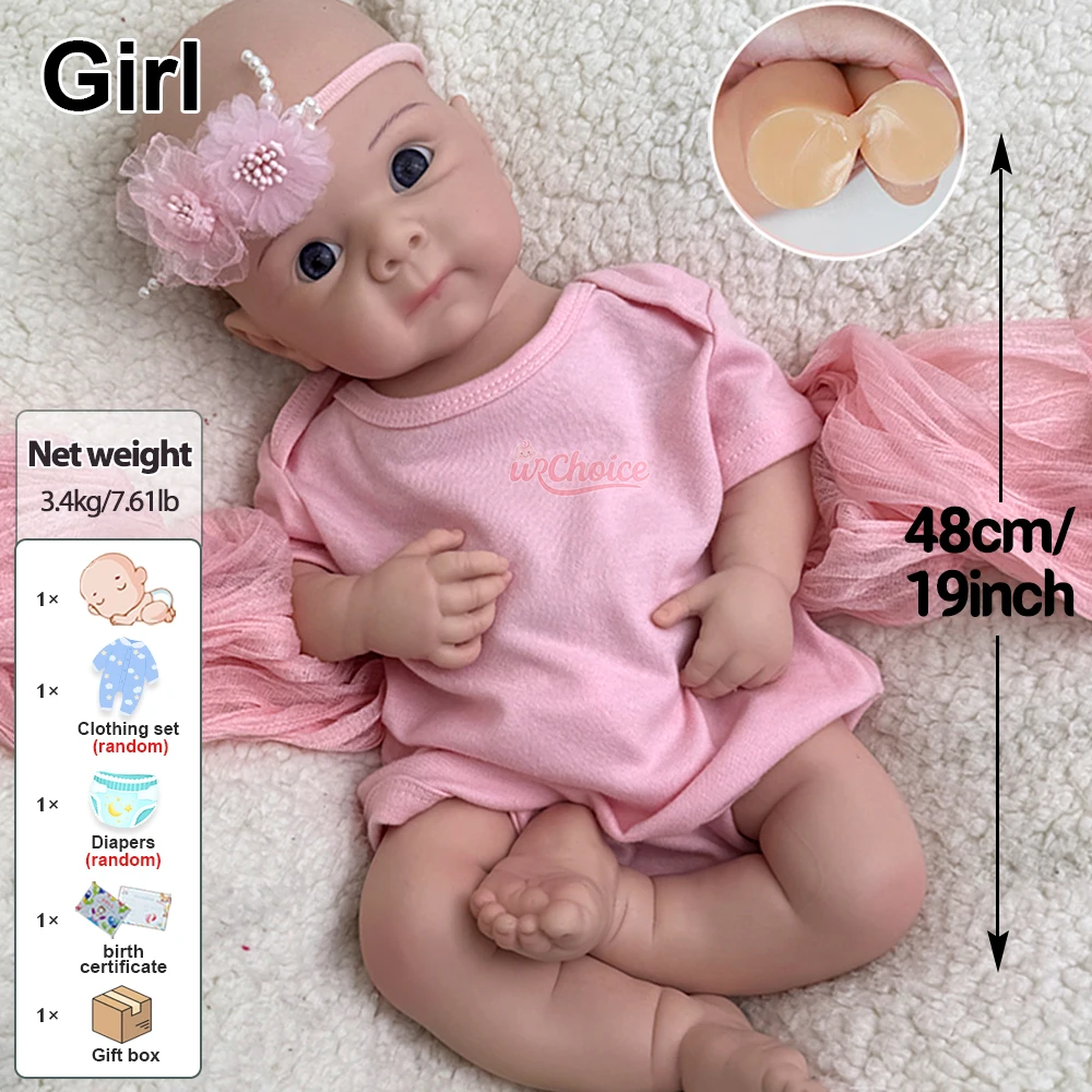 Christmas Gift 19Inch Baby Girl Bettie Full Body Soft Silicone Reborn Doll Realistic 3D Skin Washable Rebirth Bebe Collection