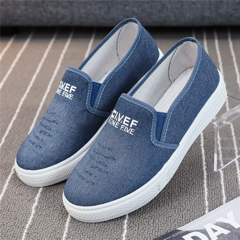 Spring Beef Tendon Thick Soled Denim Shoes for Women Old Beijing Cloth Shoes Mom Student Sneakers Lazy Canvas Shoes for Women