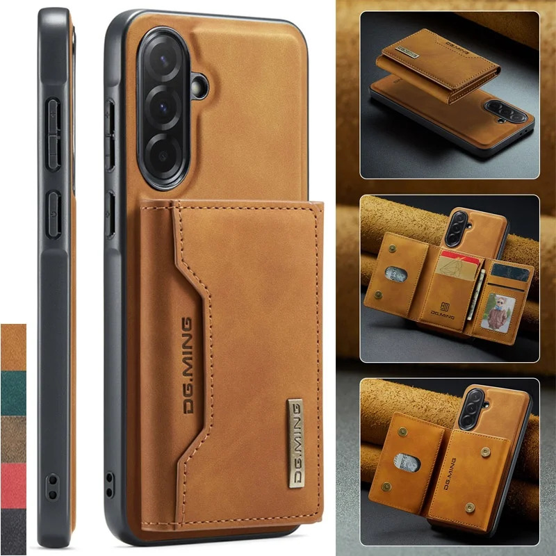 DG.NING Leather Wallet Phone Case for Samsung Galaxy A57 A37 A17 A56 A36 A16 A55 A35 A15 A54 A14 A73 A53 A52 Magnetic Card Cover