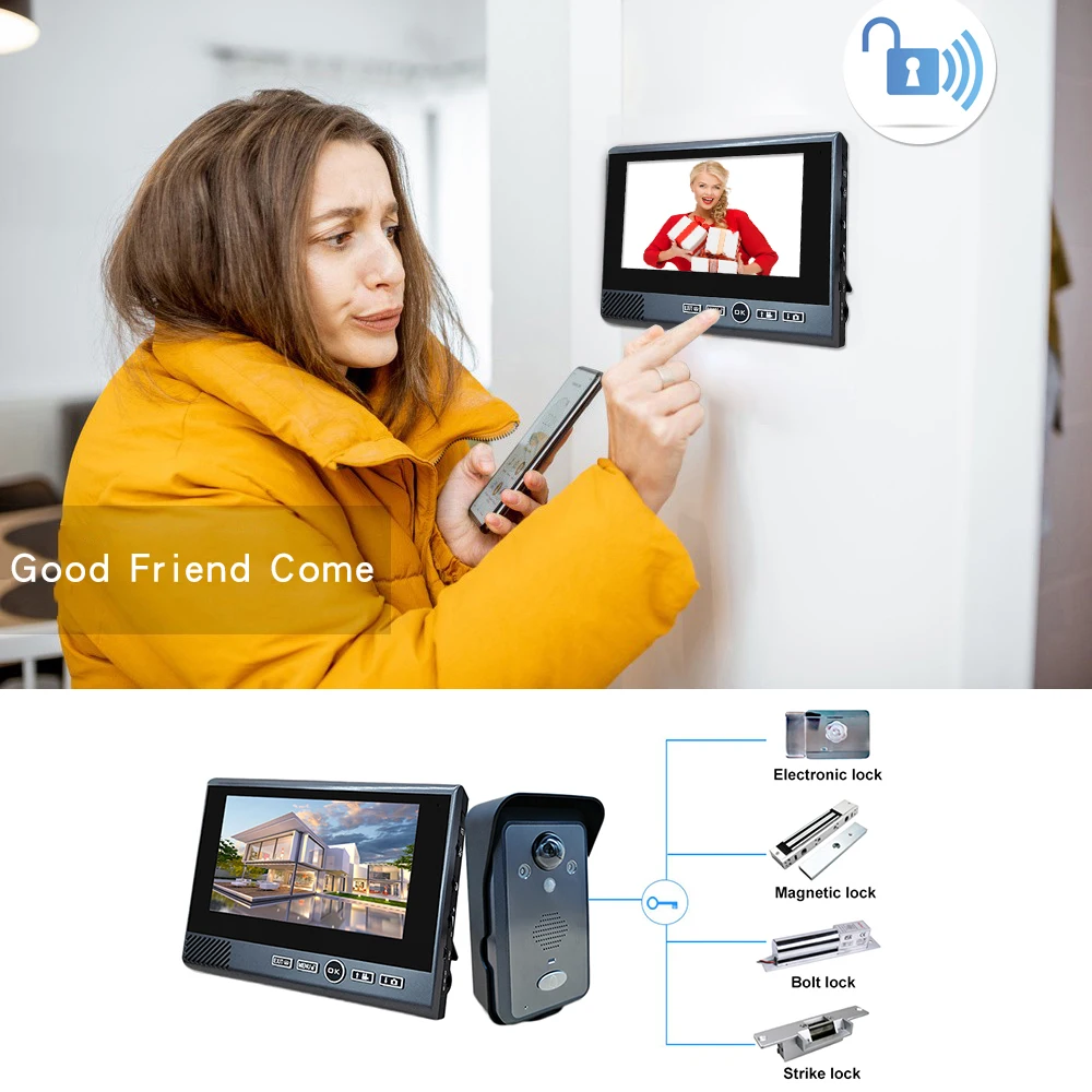 2.4GHz Digital Wireless Video Doorbell กล้องประตูวิดีโอไร้สาย Intercom สแตนด์บายยาว Visual Intercom Security System สําหรับ Home