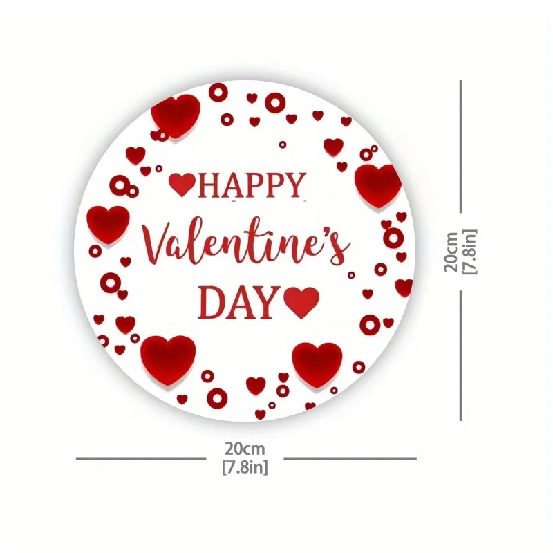 2D Flat - 1pc of a Retro Tin Sign for Valentine'S Day, Measuring 8X8 Inches, Featuring Red And Pink Heart Designs with Cursive L