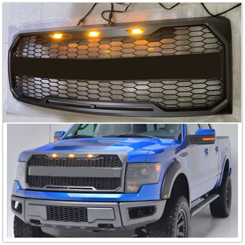 

Modified LED Front Grills For Ford F150 2009 2010 2011 2012 2013 2014 Car Bumper Mask Grille Raptor Style Racing Grill