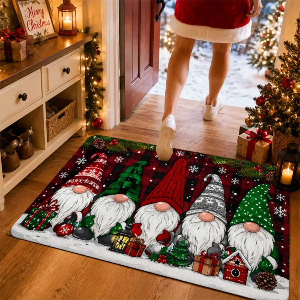 Peace And Love Doormat Santa Sleigh Welcome Rug Starry Sky Winter Area Rug Floor Mat Laundry Room Studio Garage Floor Decor
