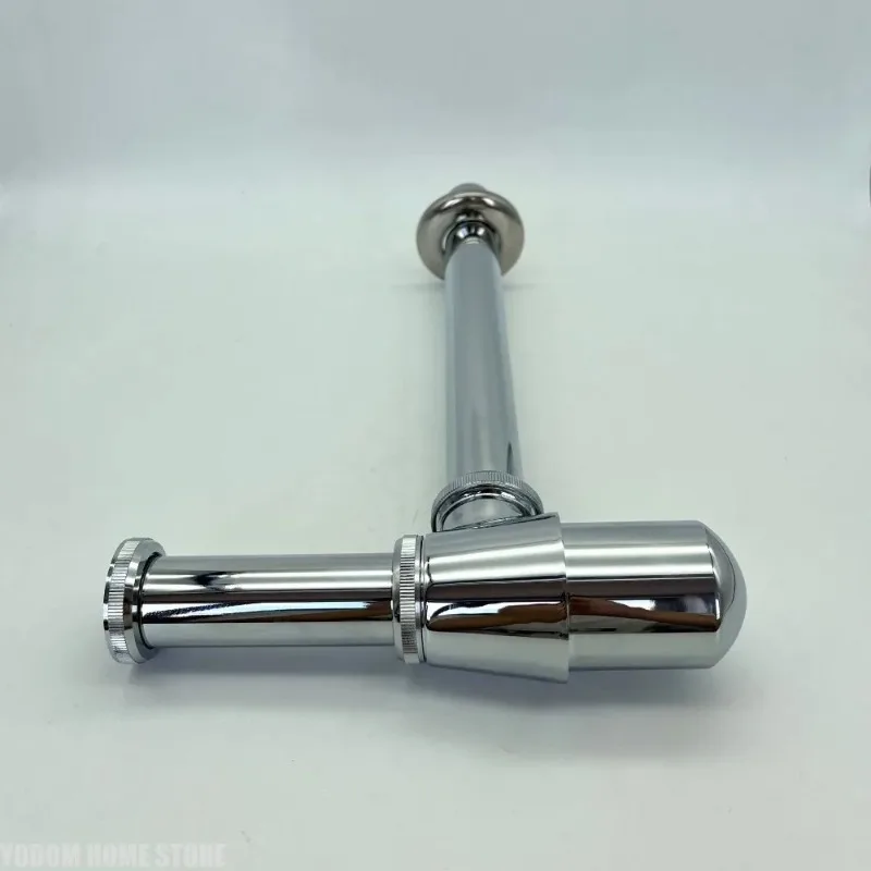 Brushed Gold Stainless Steel P-Trap Siphon Pipe, Bathroom Sink Drain Pipe Accessory, Wall Mount Basin Drain Installation Kit