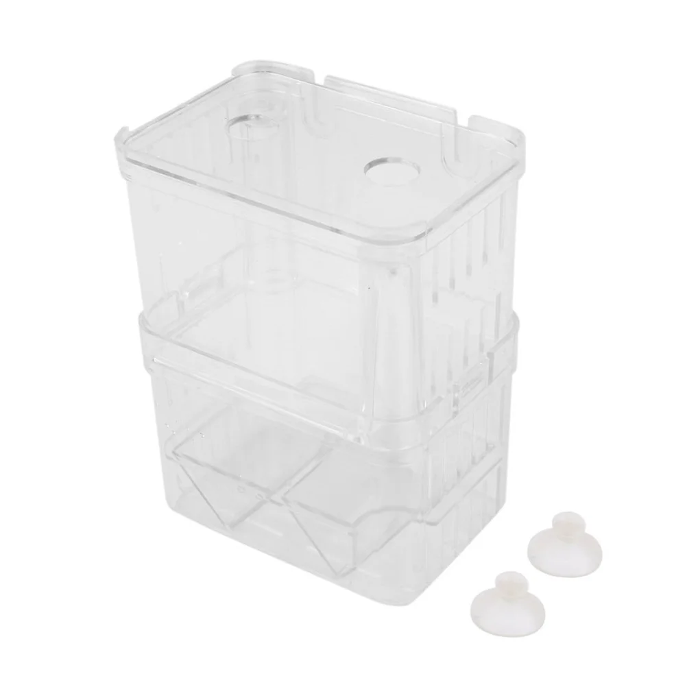 

Transparent Acrylic 13*10*7Cm Floating Fish Breeding Box For Livebearing Fish Spawning Aquarium Isolation Tank Dual Layer Design