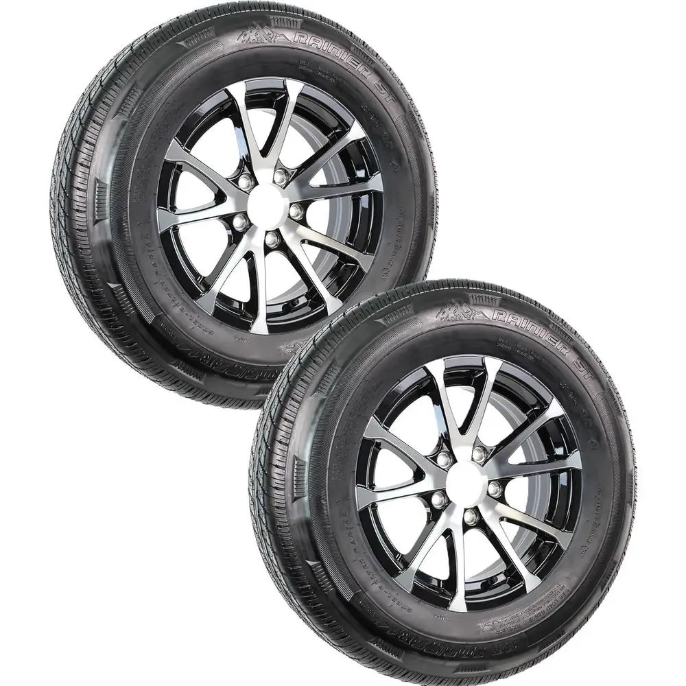 

2-Pack Radial Trailer Tires with ST205/75R15 5 Lug Black Wheels - 6 Year Warranty & Free Roadside Assistance