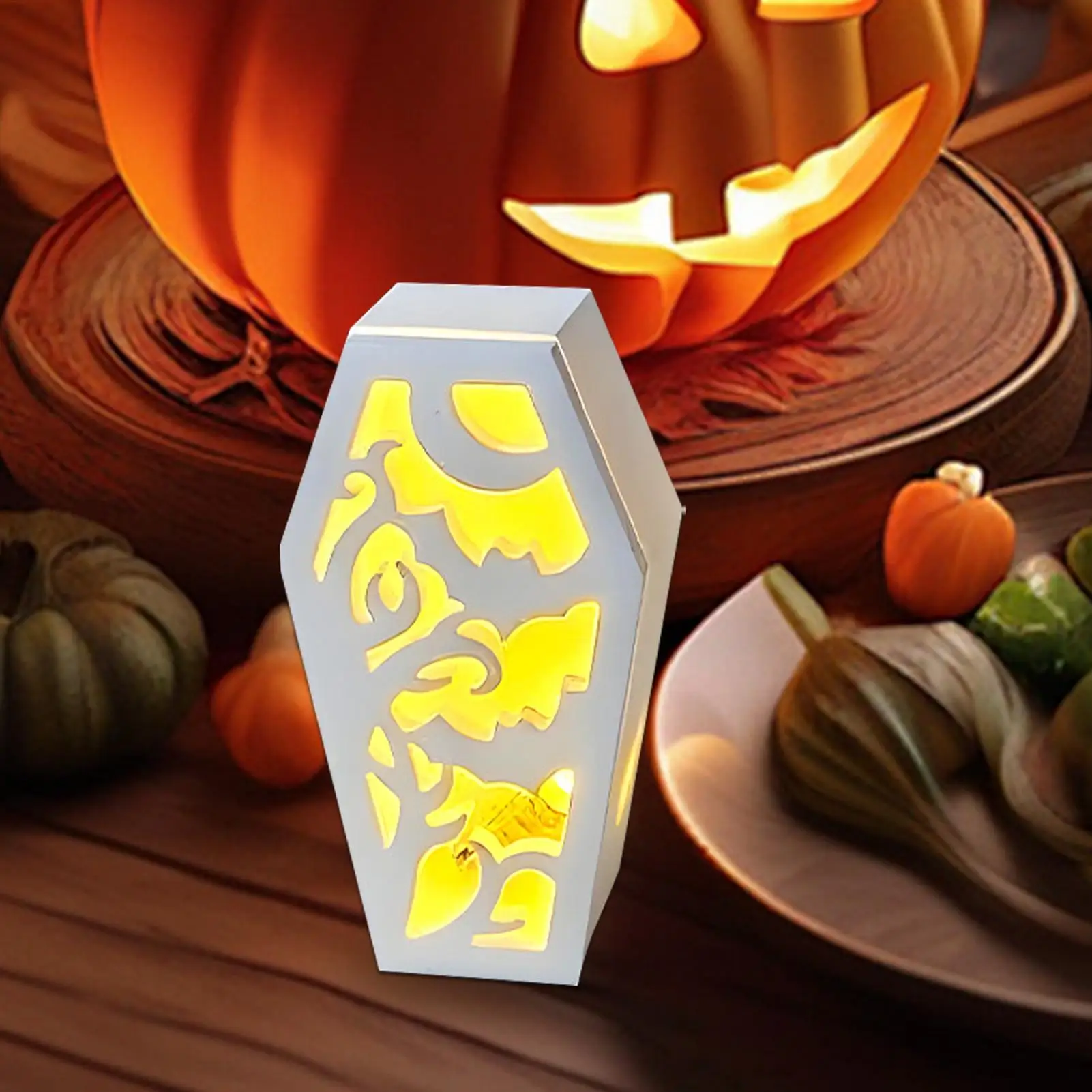 Coffin Silicone Mold Spooky Lamp Shade Mold for Resin Halloween Casting Lampshade Handcraft for Dining Table Bathroom Study