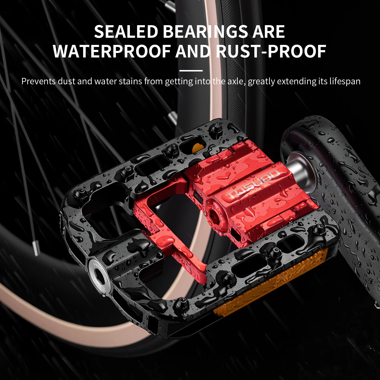 TOSUOD 1 Paar Fahrradpedale mit 3 Lagern, ultraleichte Aluminiumlegierung, Mountainbike- und Rennradpedale, flache Fahrradpedale – Detail 3