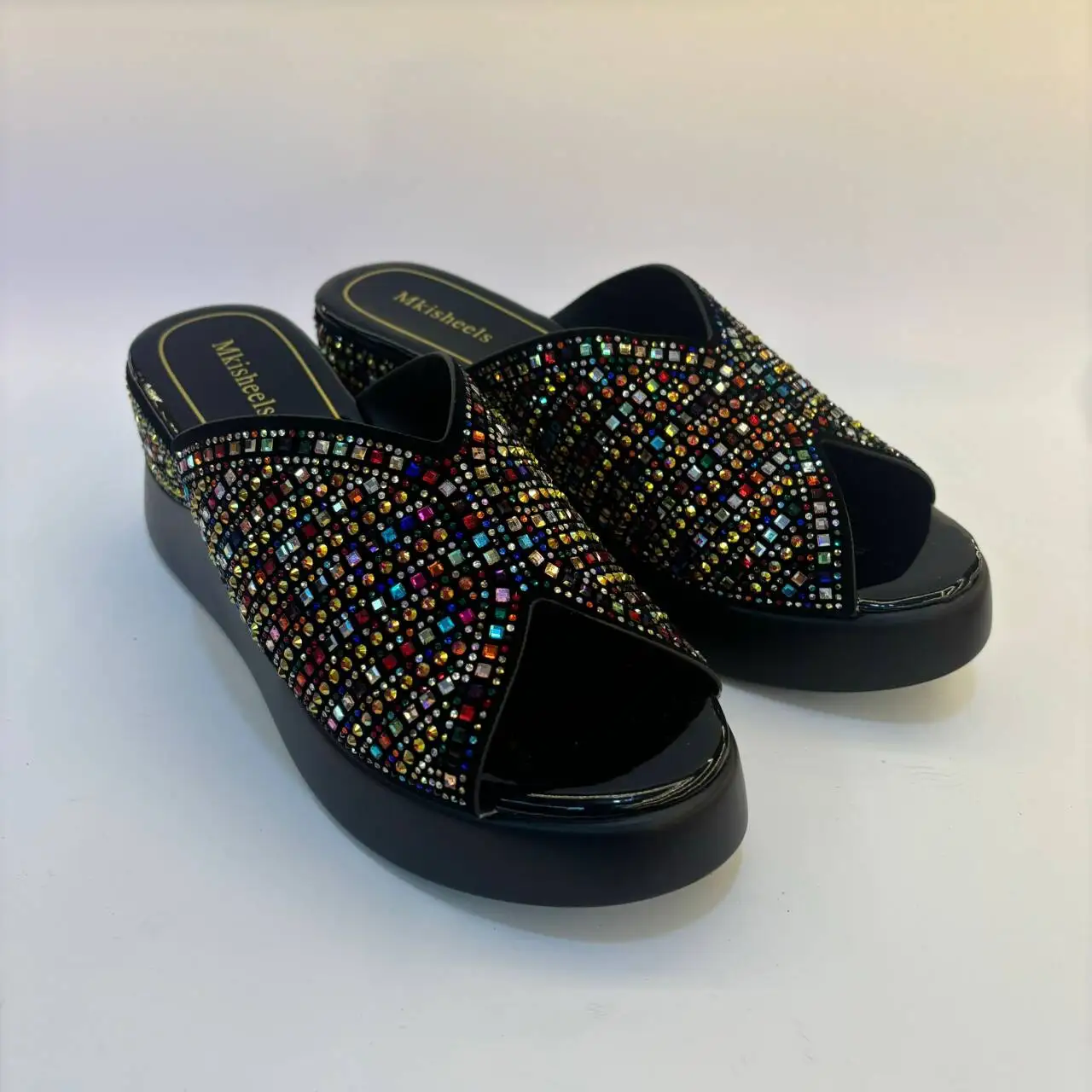 Latest Open-toed Rhinestones Sandals African Women\'s Shoes Women\'s Party Design Slippers Lightweight Ladies Women Shoes 37-42
