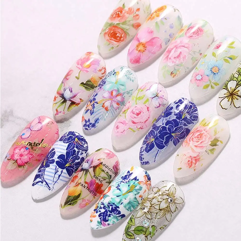 Art Accessories DIY Nail Art Manicure Floral Nails Stickers Transfer Paper Decals Flower Nail Foils Holographic Nails Decals