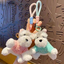 Cute Plush Schnauzer Puppy Doll Keychain Pendant Couple Backpack Hangings Decoration Car Cartoon Dog Keychain Accessries Gifts