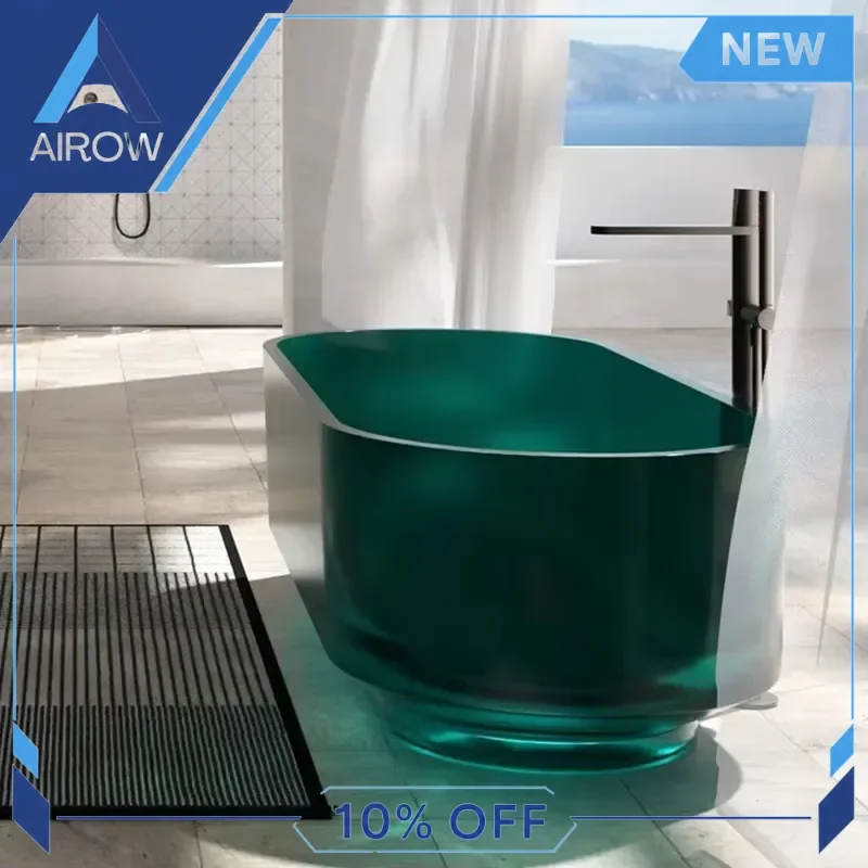 for Acrylic Transparent Bathtub Multicolored Resin Freestanding Soaking Tub Modern Bathroom Fixture for Home Hotel Spa Decor