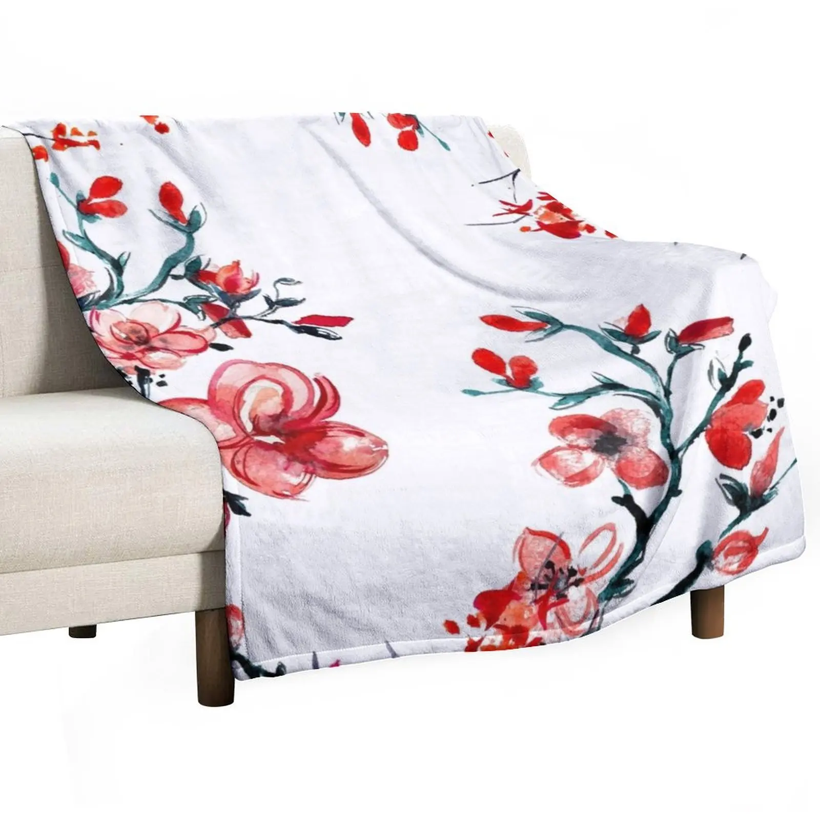

Red cherry blossom Throw Blanket Kid'S Heavy christmas decoration For Baby Blankets