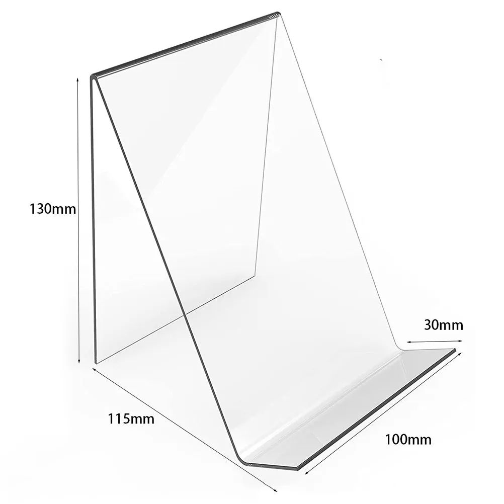 4Pcs Fine Workmanship Acrylic Display Rack Slanted Price Tag Holder for Business Display Shop Counter Bookend Transparent Label