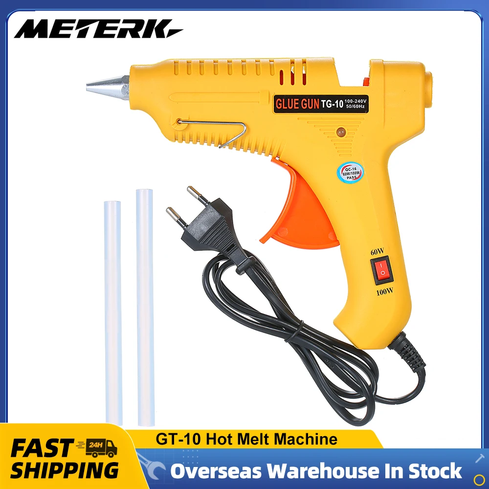 Hot Melt Glue Gun 60W/100W Power Adjustable Hot Melt Glue Machine Multifunctional Industrial Household DIY Glue Gun Yellow GT-10