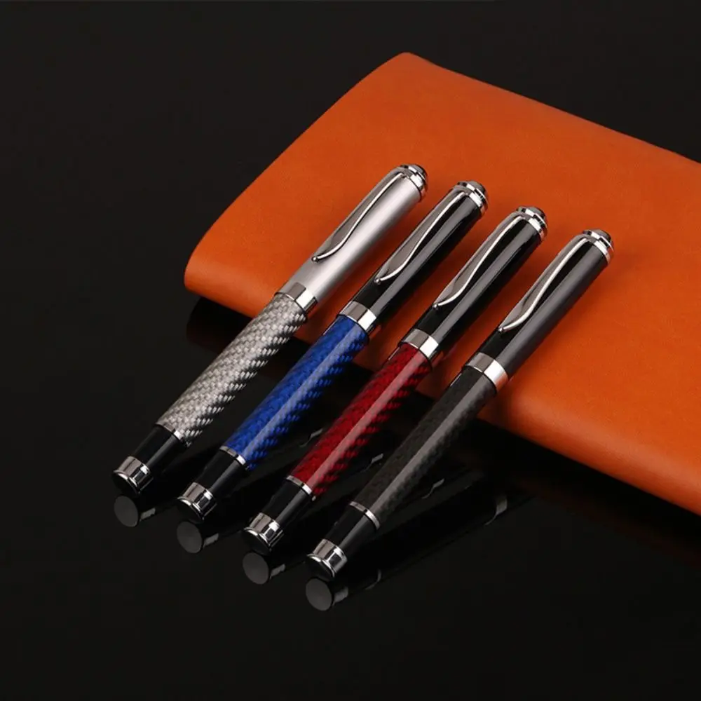 Carbon Fiber Signature Pen, Premium Metal Gel Ink Pens 0.5mm Black Ink Smooth Writing Ball Pen