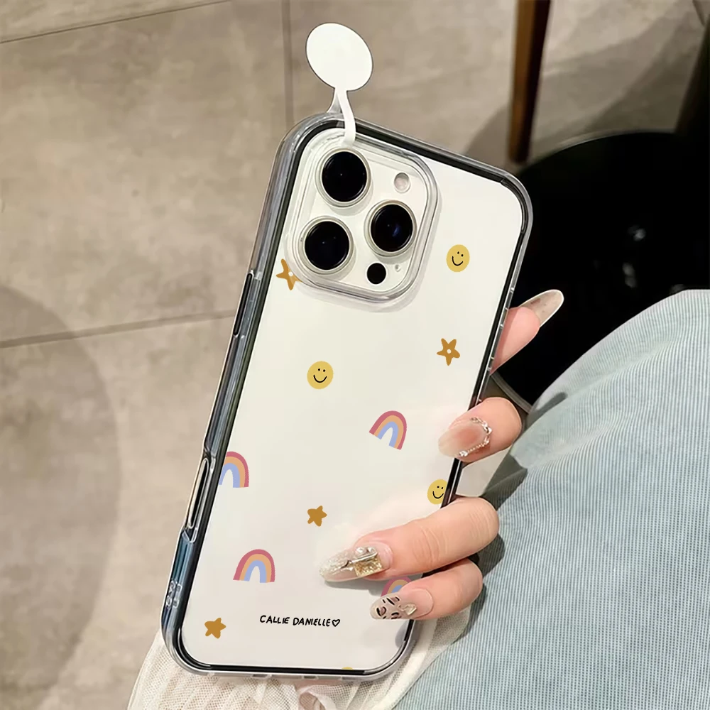 Cute Rainbow Clear Phone Case For iPhone 17 16 15 Pro Max 14 13 12 11 Pro Max 17 Air7  8 Plus X XR Transparent Airbag Soft Cover view 5