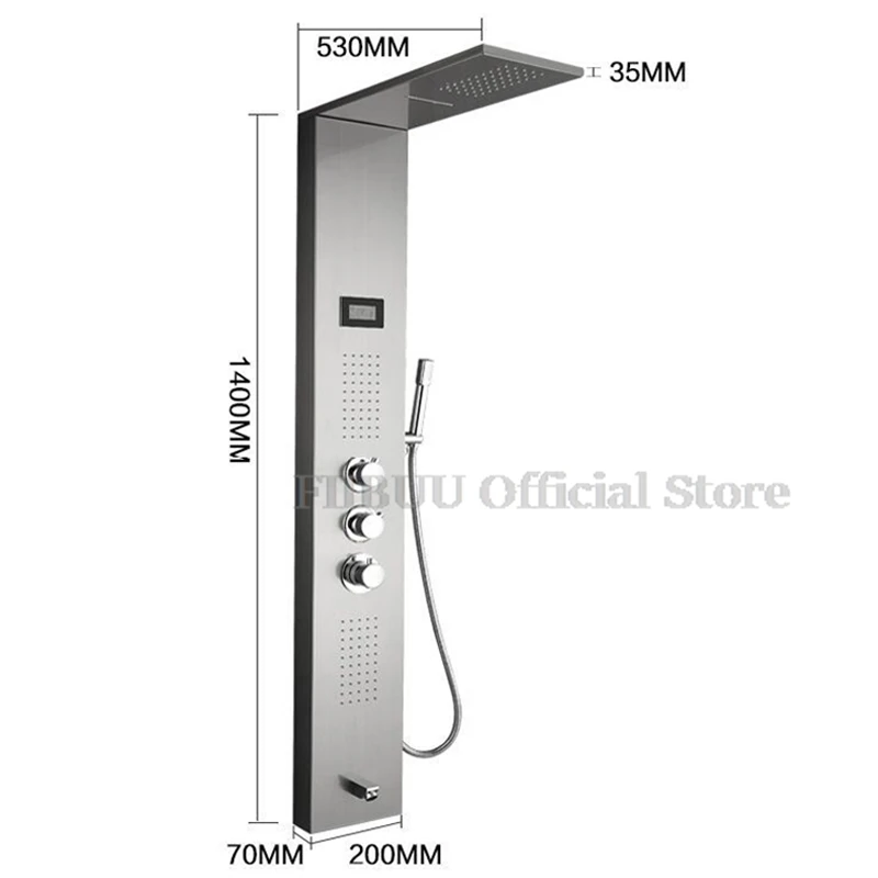 Smart System Luxury Shower Set For Bathroom With Pressurized Top Nozzle Shower Head Digital Display Shower Wall Mounted Shower