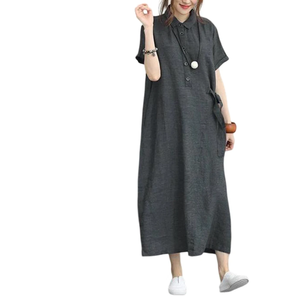 Robe confortable à la mode pour femmes, robe régulière, Vintage, décontractée, ample, manches courtes, été