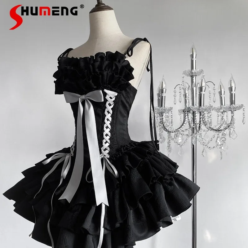 

Women's Clothing Japanese Lolita Sleeveless Vestidos 2024 Spring Summer New Thousand Paper Crane Fish Bone Short Original Dress