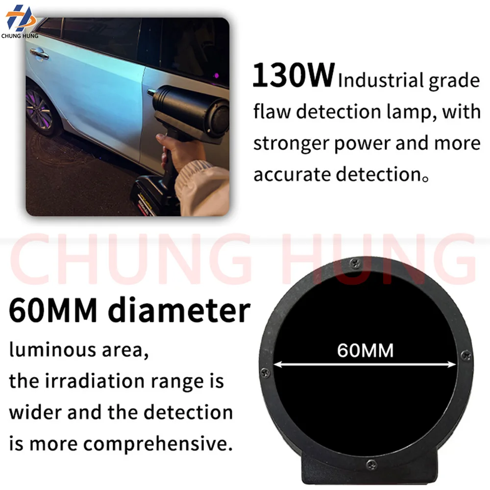 80W 130W 200W High-Intensity UV Flashlight 365nm Car Paint Inspection Lamp Accurate Detection of Surface Defects And Putty Spray