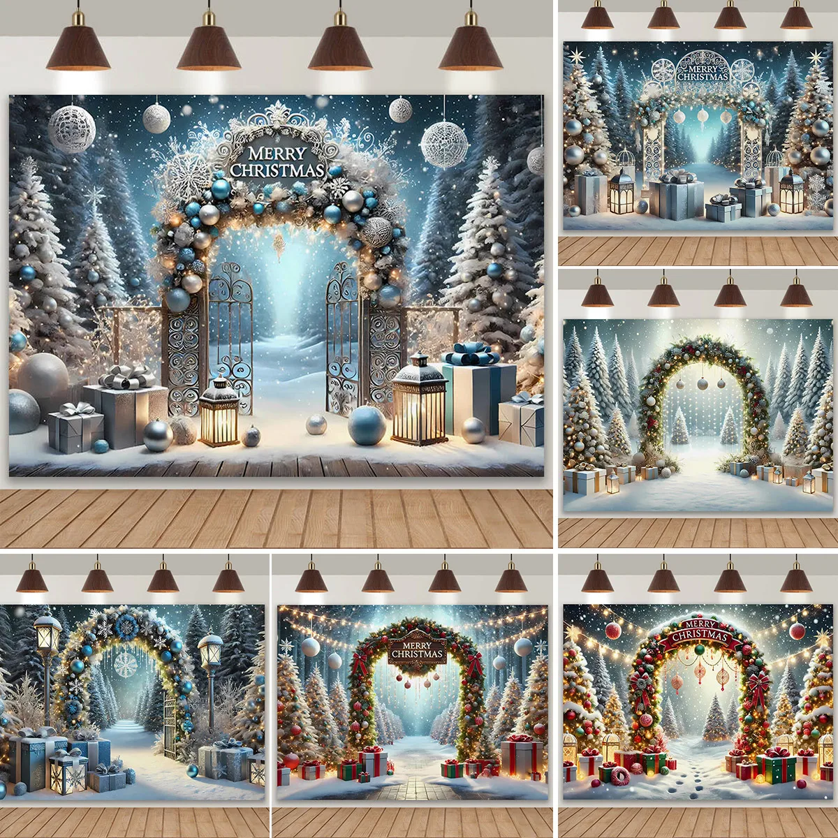 

Christmas Arch Theme Gift Background Family Christmas Night Party Supplies Decoration Banner Photography Room Decoration Prop