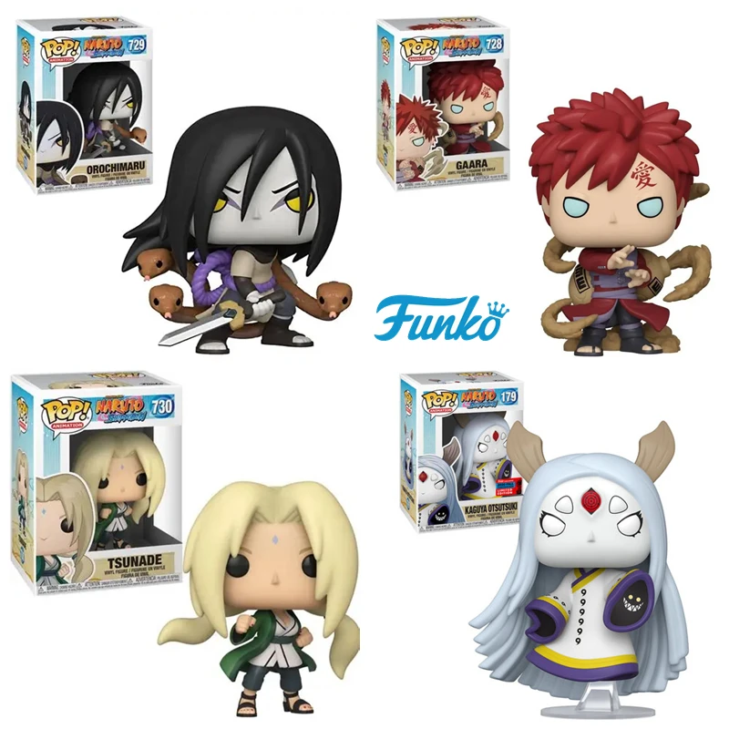 FUNKO POP KAGUYA 179 #   GAARA 728 #   OROCHI 729 #   TSUNADE 730 #   KAKASHI 822 #   Colección de figuras de acción de PVC, modelo de muñeca, juguetes para niños