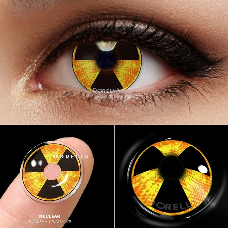 D\'ORELLA  2pcs Halloween Colorful Contact Lenses Anime Cosplay Eye Lenses multicolored lenses Lenses Yellow Lenses