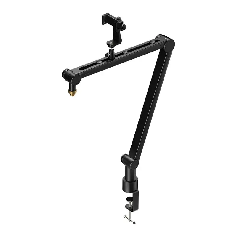 CGDS-360 Degree Adjustable Microphone Stand With Phone Holder Live Streaming Heavy Duty Boom Microphone Holder