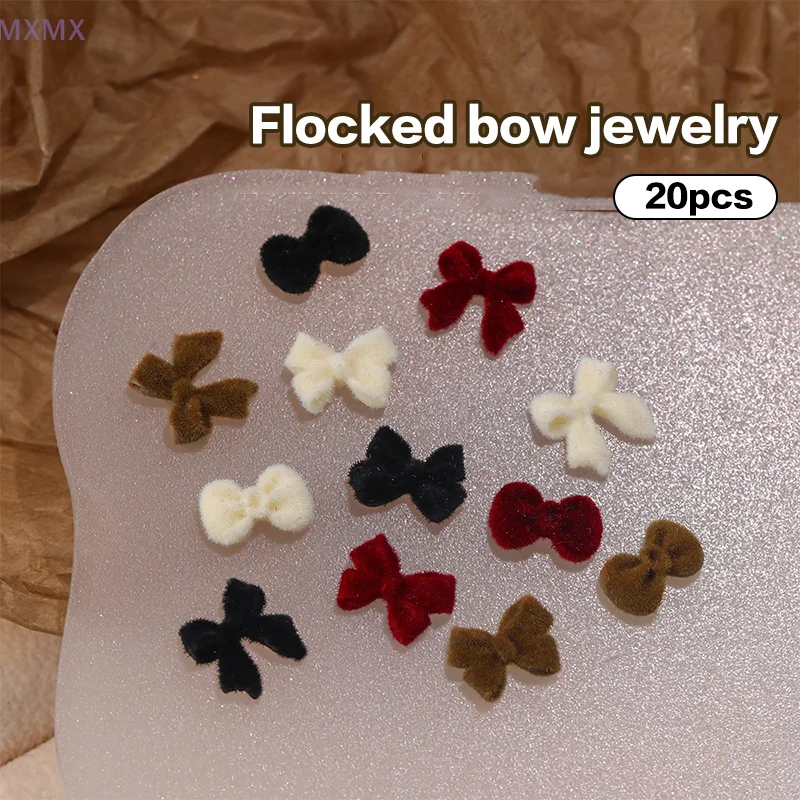 10/20Pcs ตุ๊กตาหมี Cat Claw เล็บ Charms น่ารัก Flocking โบว์เล็บอุปกรณ์เสริมสําหรับ DIY ตกแต่งเล็บ