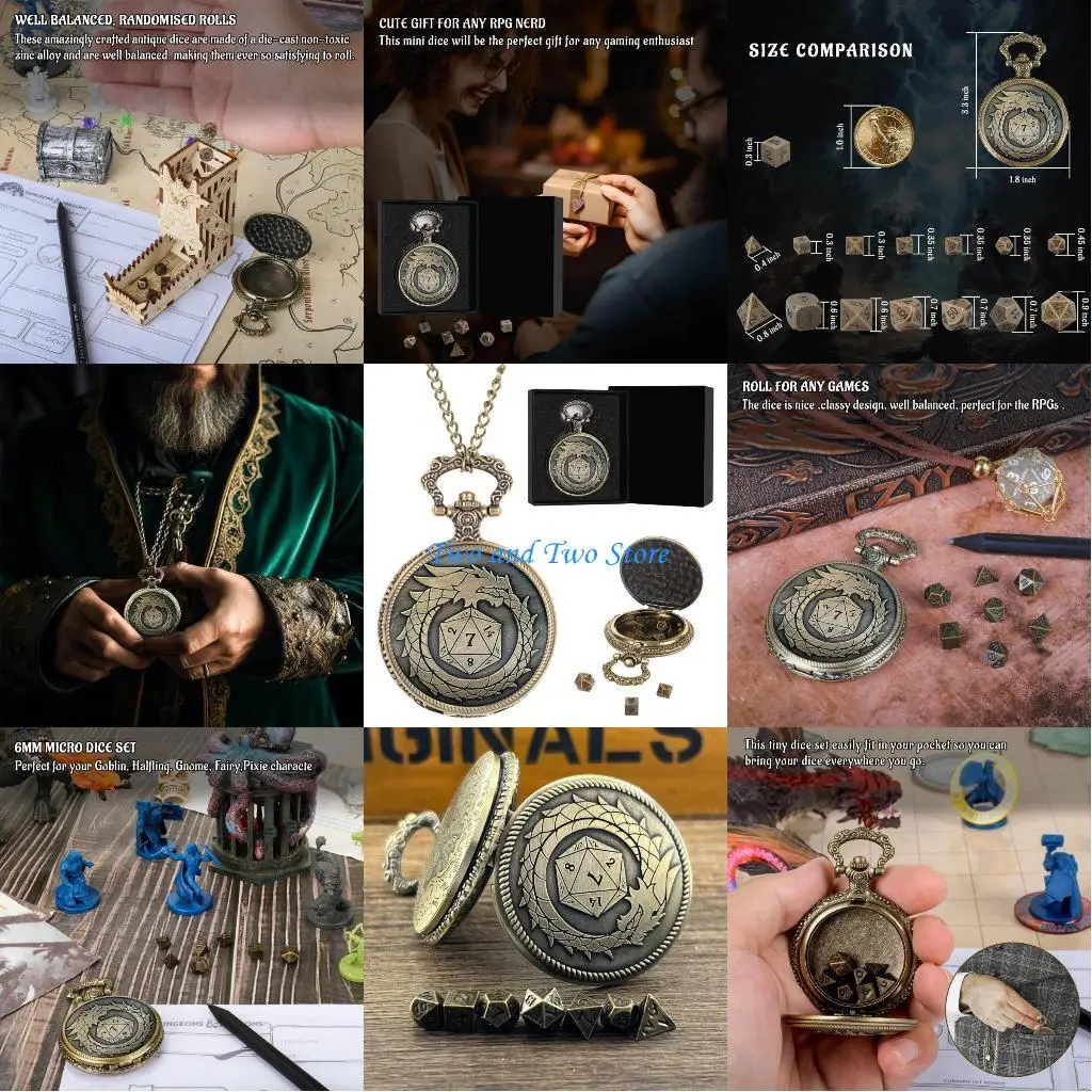 ساعة الجيب من HX6F مع أصغر مجموعة من المعادن المصغرة مجموعة مراقبة الجيب مناسبة ل RPG الطاولة وألعاب الطاولة #1