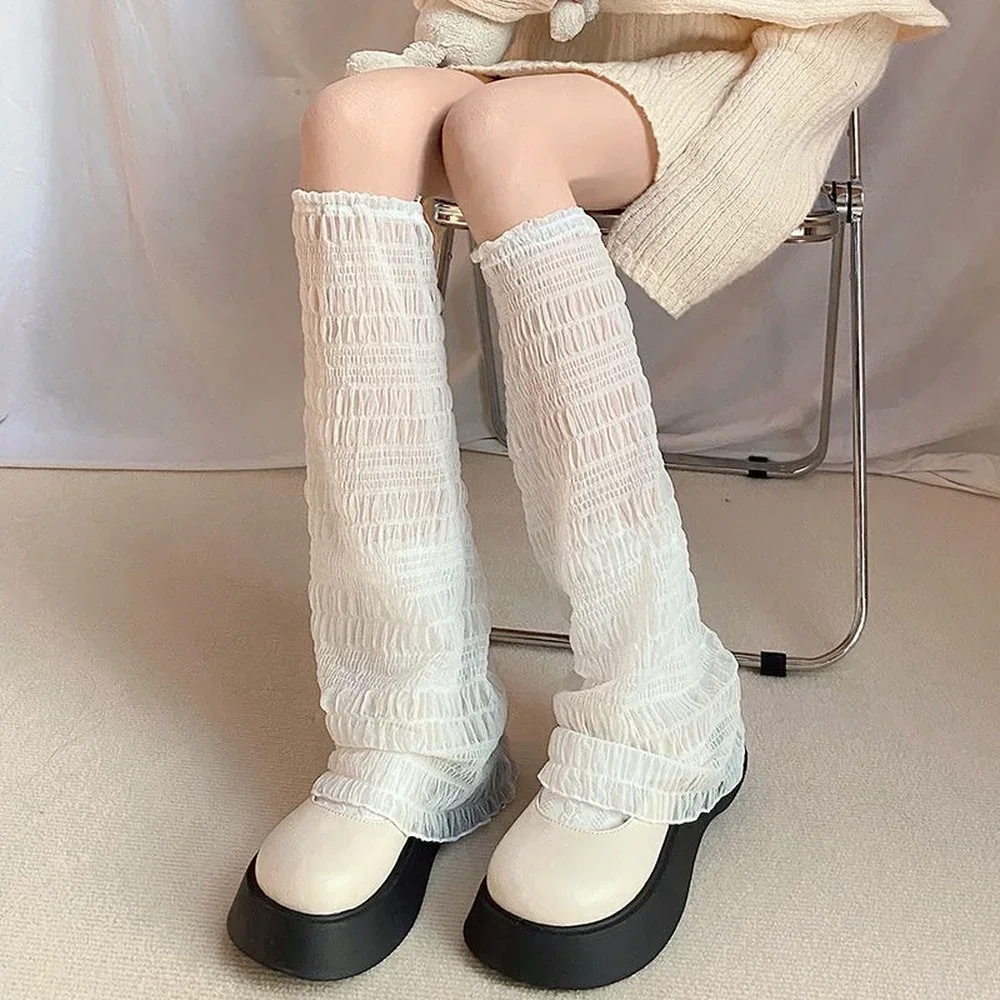 Japanese Style Summer Nylon Thin Leg Warmers Women Stockings Over Knee Socks Women Sweet Girls JK Lolita Knee Socks Foot Cover