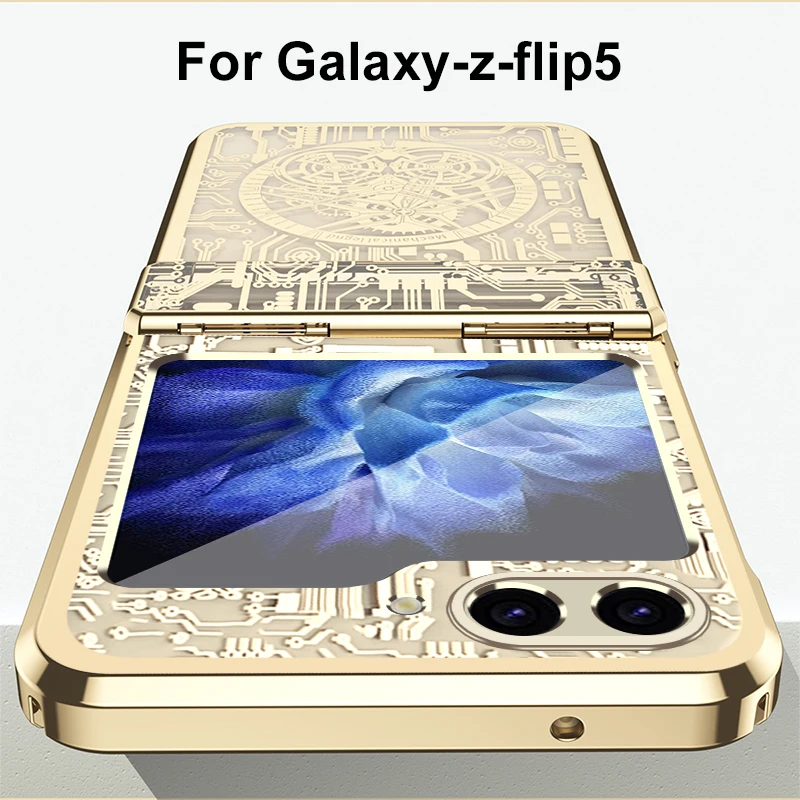 Machine Legend Plating Case For Samsung Galaxy Z Flip 6 5G ZFlip6 Flip6 Protection Folding Shockproof Hard Plastic Phone Cover