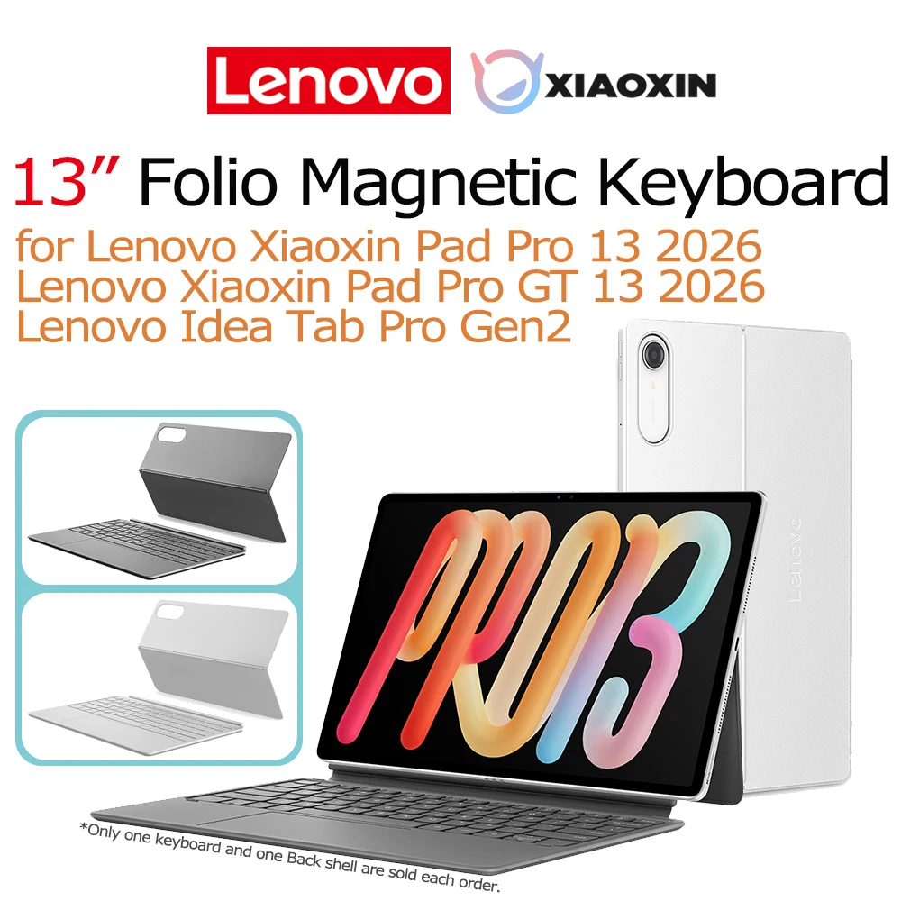 New Lenovo 13’’ Folio Magnetic Keyboard Combo 2026 for Lenovo Xiaoxin PadPro13/Pro GT 13 Tablet Idea Tab Pro Gen2 PU Back Shell