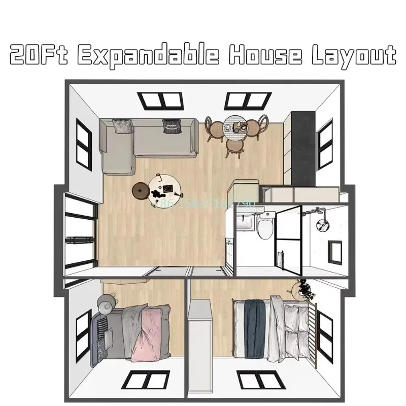 Luxury Container House Flat Pack Modular Prefabricated Folding Container Tiny Homes Villa Expandable Container Houses for Spain