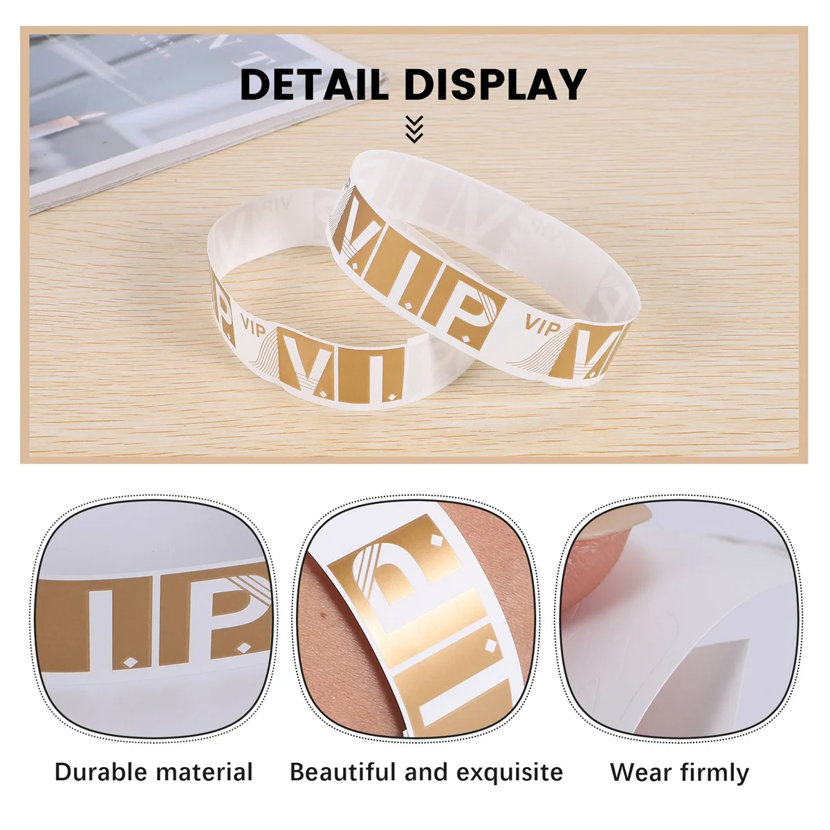 【قطرة السعر!】500 قطعة من أساور المعصم VIP خفيفة الوزن للمناسبات، أساور معصم مخصصة للحفلات، شارة ملونة مقاومة للماء