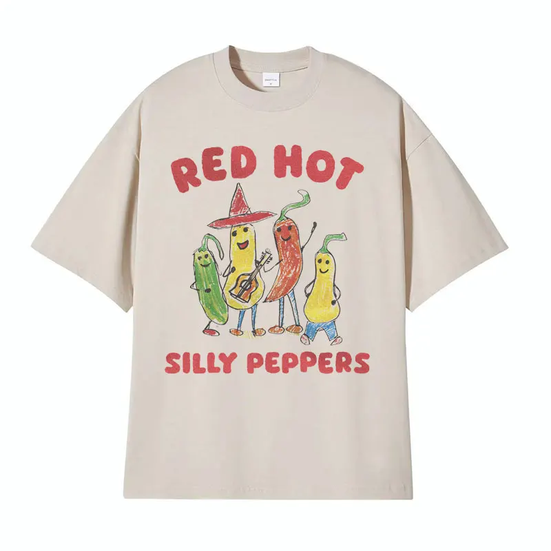 Red Hot Silly Peppers Funny Meme T Shirts Men Women Vintage High Quality Tops T-shirts Male Summer Casual Cozy Oversized T-shirt