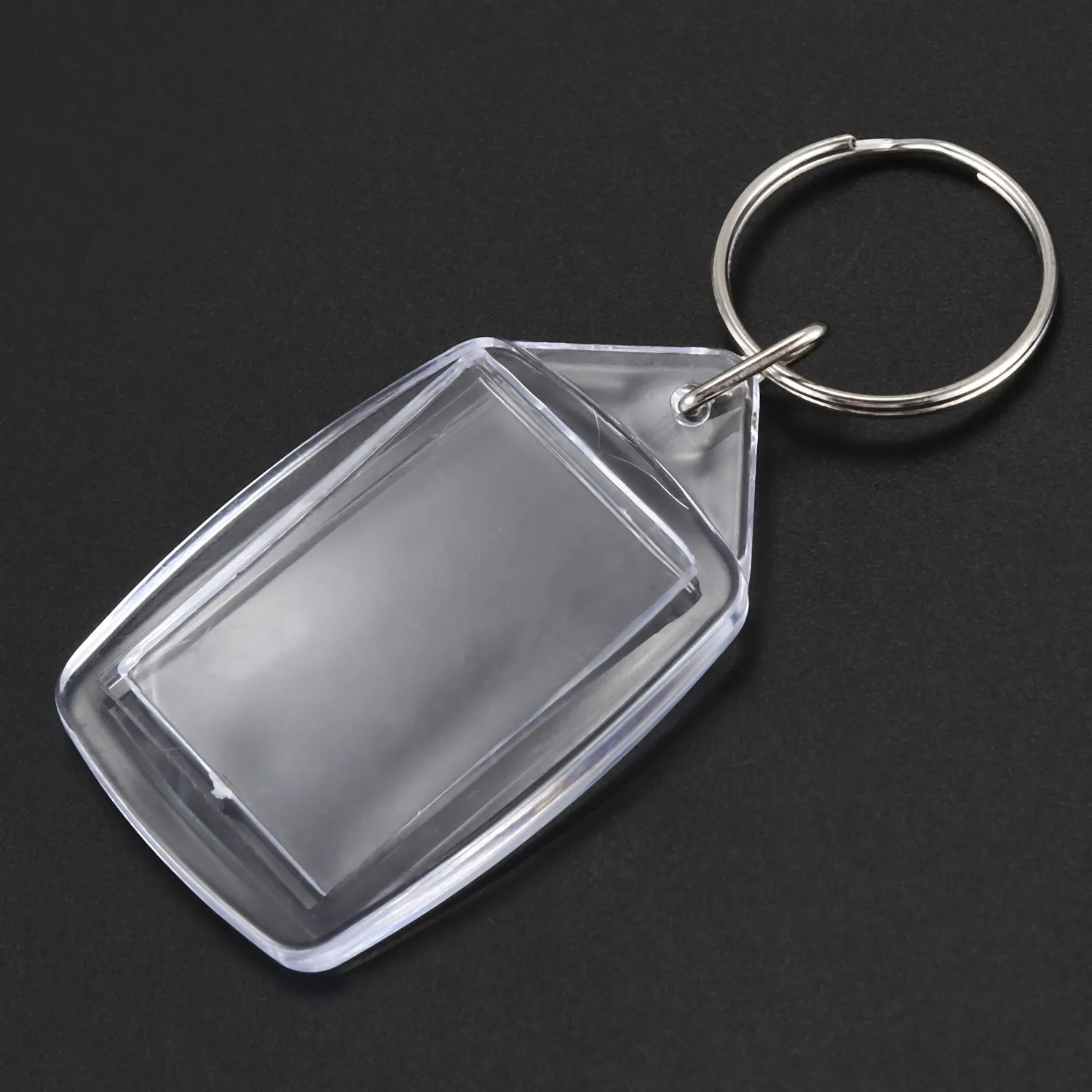 Super Sale 10x Clear Acrylic Plastic Blank Keyrings Insert Passport Photo Keychain Keyfob