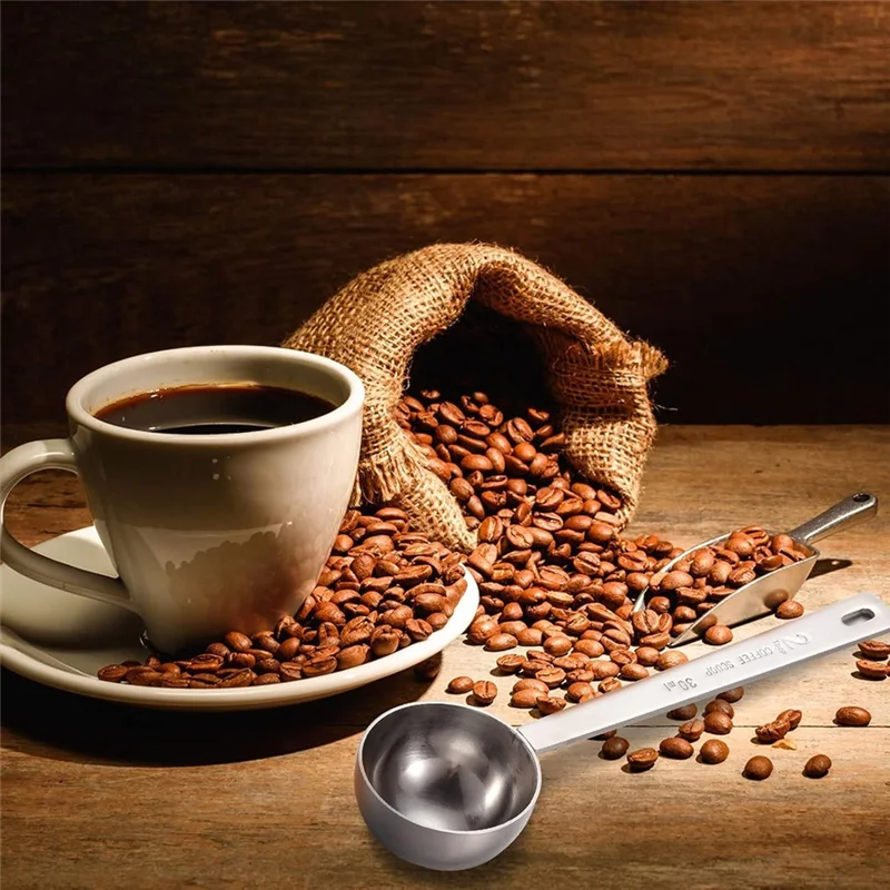 A84E-Stainless Steel For Coffee Milk Fruit Powder, Spice Jar 2 Tablespoon Scoop 8 Pieces 30 Ml Measuring Spoon With Long Handle